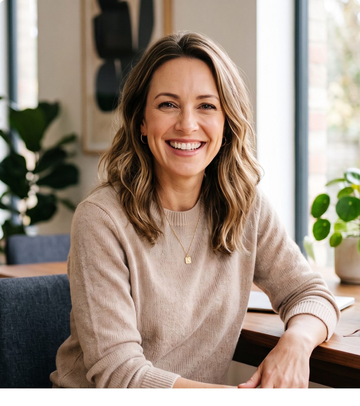 Smiling woman at home